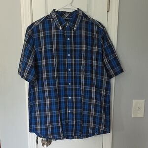 George Men's Casual Blue and Black Checkered Shirt